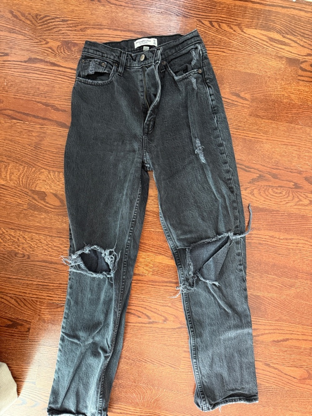 Abercrombie & Fitch Black Distressed Skinny Jeans